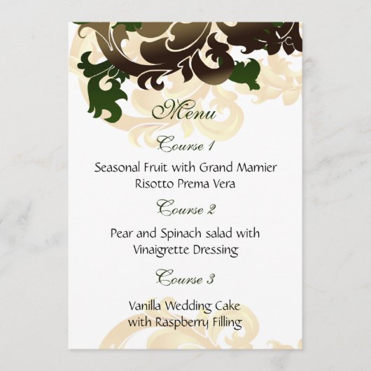 menu mariage or vert (Devant)