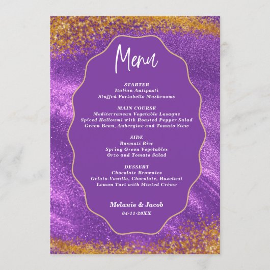 Menu Mariage Or Violet (Devant)