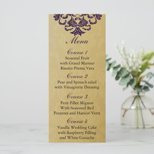 menu Mariage or violet (Debout devant)