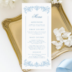 Menu Mariage orange bleu vintage