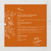 Menu Mariage orange brulé végétal minimal (Devant)