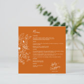 Menu Mariage orange brulé végétal minimal (Debout devant)