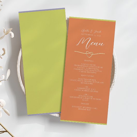 Menu Mariage orange clair moderne
