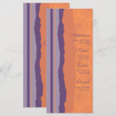 Menu mariage Orange et Purple Spirls (Devant / Derrière)