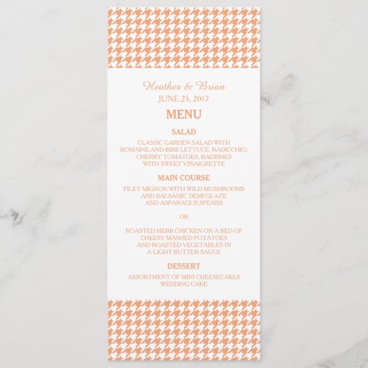 Menu Mariage Orange Houndstooth (Devant)
