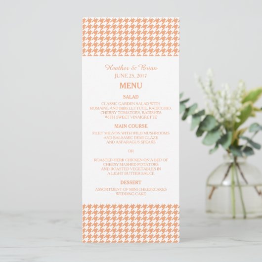 Menu Mariage Orange Houndstooth (Debout devant)