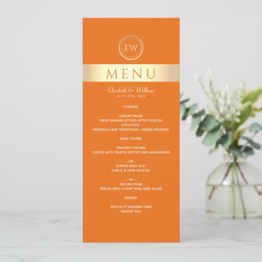 Menu Mariage orange moderne (Debout devant)