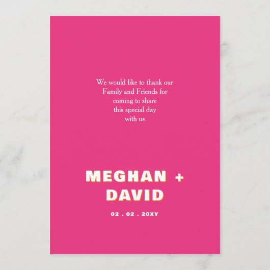 Menu Mariage orange rose rose rétro (Dos)