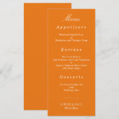 Menu Mariage orange vibre (Devant / Derrière)