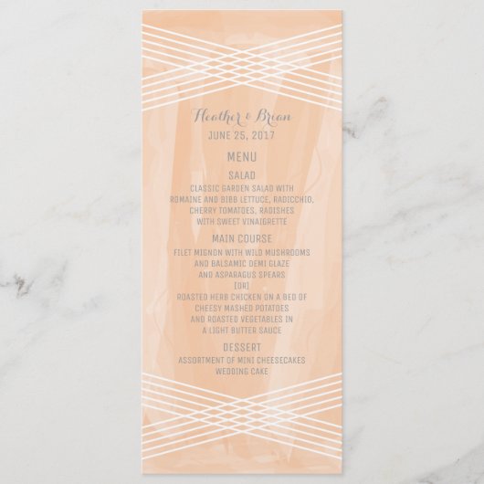 Menu Mariage Orange Watercolor Deco (Devant)