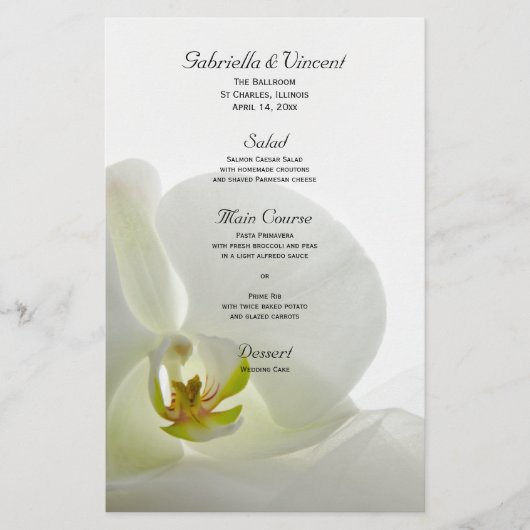Menu Mariage orchidée blanche et voile nuptial (Devant)