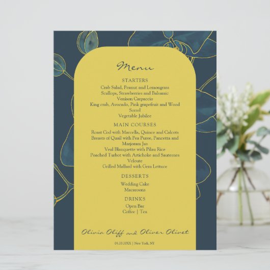 Menu Mariage Orchidée bleue douce (Debout devant)