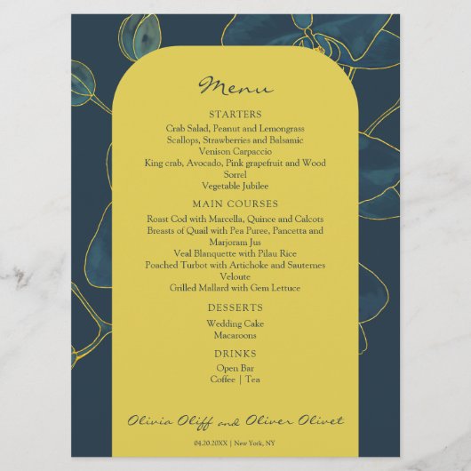 Menu Mariage Orchidée bleue douce (Devant)