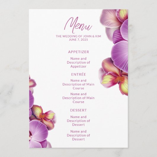Menu Mariage orchidée moderne (Devant)
