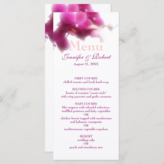 Menu Mariage Orchidée rose (Devant / Derrière)