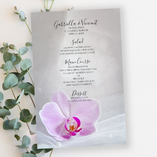 Menu Mariage Orchidée rose et Voile