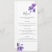 Menu Mariage orchidée violet aquarelle (Devant / Derrière)
