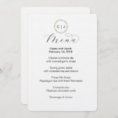 Menu Mariage ou Événement Initiales Monogrammes (Devant / Derrière)