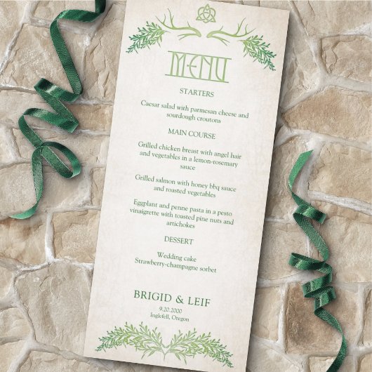 Menu Mariage Pagan Celtic Antlers