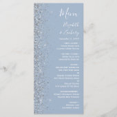 Menu Mariage Paillettes Argentées Bleu Poussiéreux Mode (Devant)