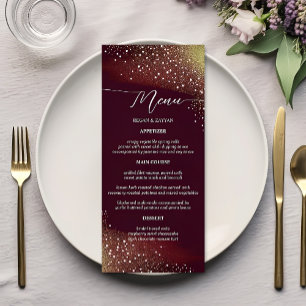 Menu Mariage Paillettes Bourgogne et Or