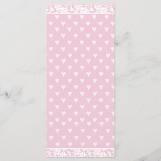 Menu Mariage Pale Pink Hearts (Dos)