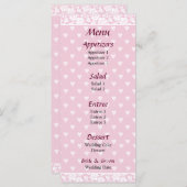 Menu Mariage Pale Pink Hearts (Devant / Derrière)