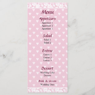 Menu Mariage Pale Pink Hearts