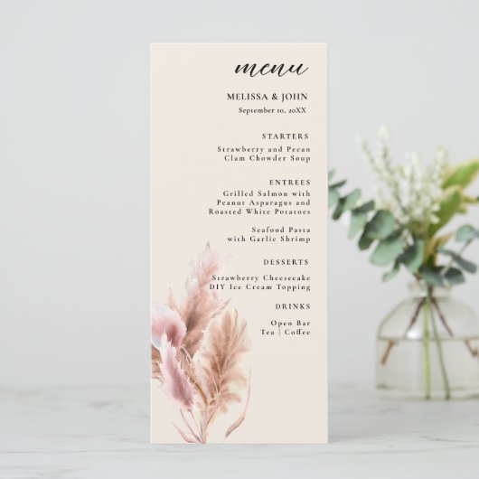 Menu Mariage Pampa Grass Boho (Debout devant)