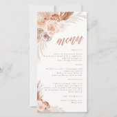 Menu Mariage Pampas Rose Muet Terracotta Boho (Devant)