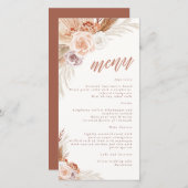 Menu Mariage Pampas Rose Muet Terracotta Boho (Devant / Derrière)