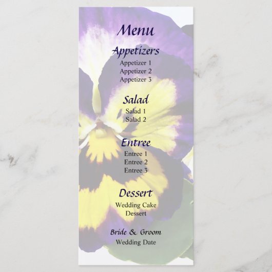 Menu Mariage Panneaux jaune et blanc (Devant)