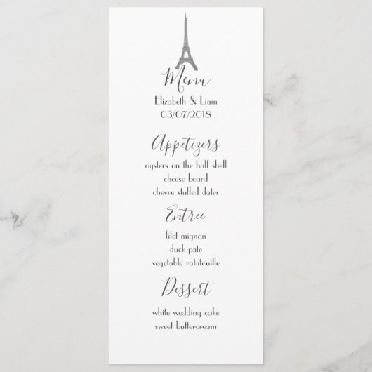 Menu Mariage parisien (Devant)