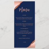 Menu Mariage Parties scintillant bleu et corail (Devant)