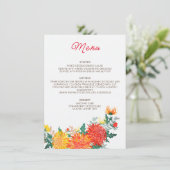 Menu Mariage Pastel Orange Yellow Spring Dahlia Fleurs (Debout devant)