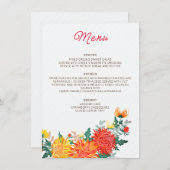 Menu Mariage Pastel Orange Yellow Spring Dahlia Fleurs (Devant / Derrière)