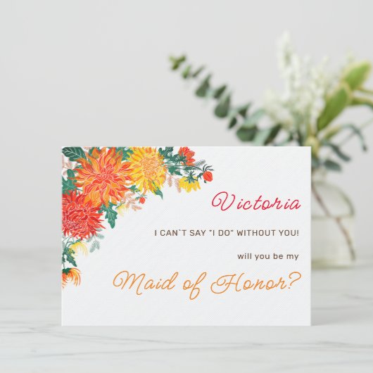 Menu Mariage Pastel Orange Yellow Spring Dahlia Fleurs (Debout devant)