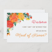 Menu Mariage Pastel Orange Yellow Spring Dahlia Fleurs (Devant / Derrière)