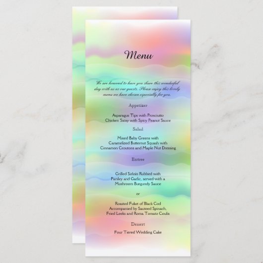 Menu Mariage Pastel Rainbow Brides (Devant / Derrière)