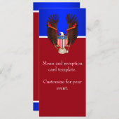 Menu Mariage Patriotique Rouge, Blanc et Bleu (Devant / Derrière)