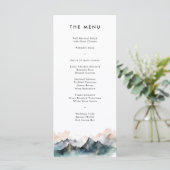 Menu Mariage paysager moderne Watercolor Mountain (Debout devant)