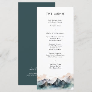 Menu Mariage paysager moderne Watercolor Mountain