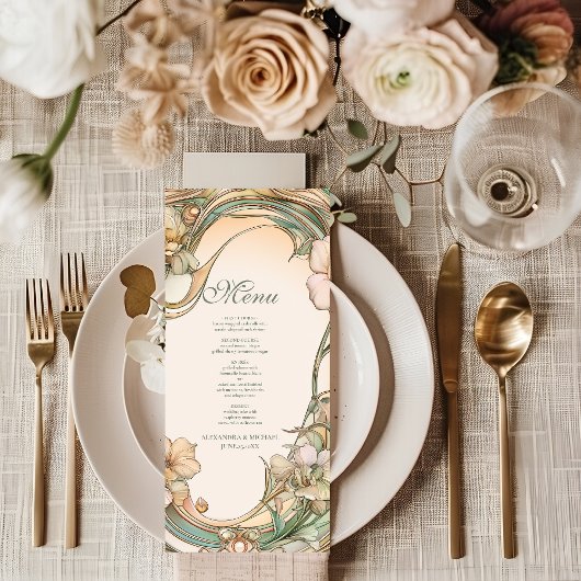 Menu Mariage Peach Cream Bloom