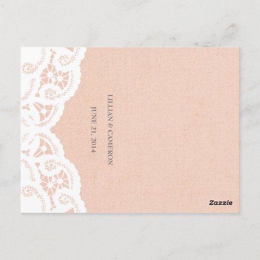 Menu Mariage Peach Lace Doily (Dos)