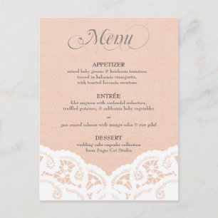 Menu Mariage Peach Lace Doily