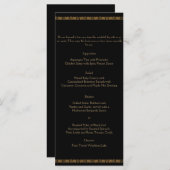 Menu Mariage Peacock Art déco noir et or (Devant / Derrière)