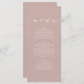 Menu Mariage peint par aquarelle élégante rose sombre (Devant / Derrière)