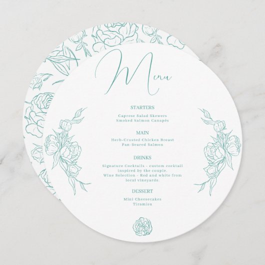 Menu Mariage Peony Elegance (Devant / Derrière)