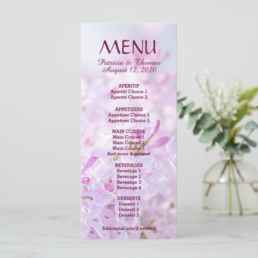 Menu mariage personnalisable (Debout devant)