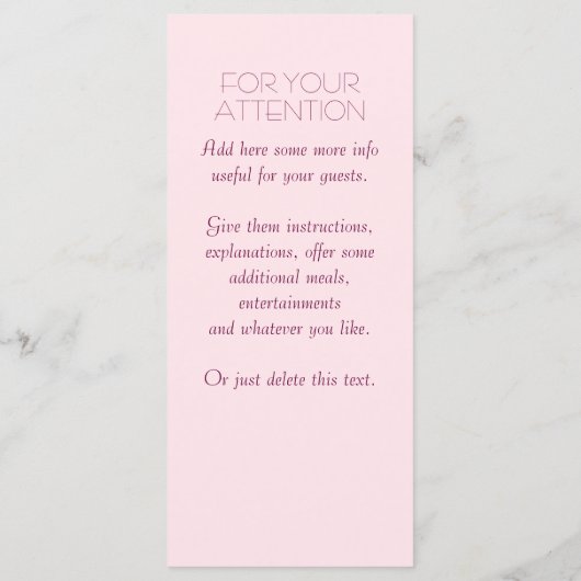 Menu mariage personnalisé (Dos)